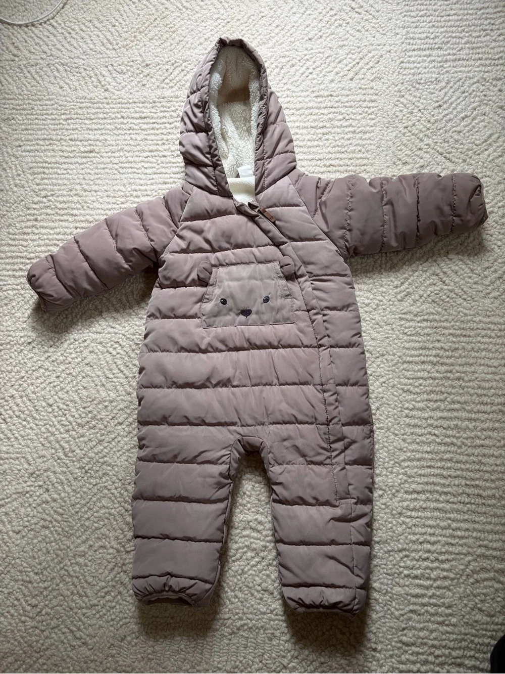 H&M Quilted Hooded One-Piece in Taupe